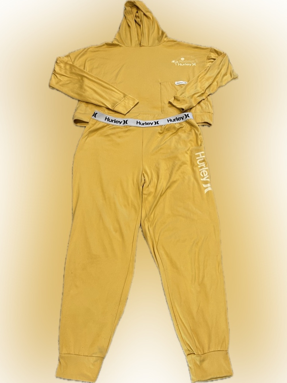 Hurley Yellow Two-Piece Loungewear Set with Logo Waistband